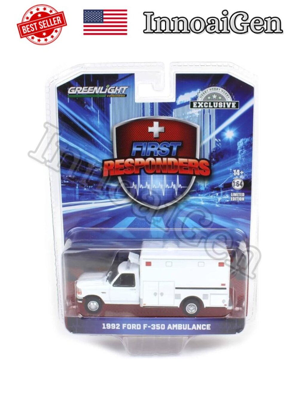 Greenlight 1992 Ford F-350 Ambulance 1:64 First Responders Hobby Hobby Exclusive